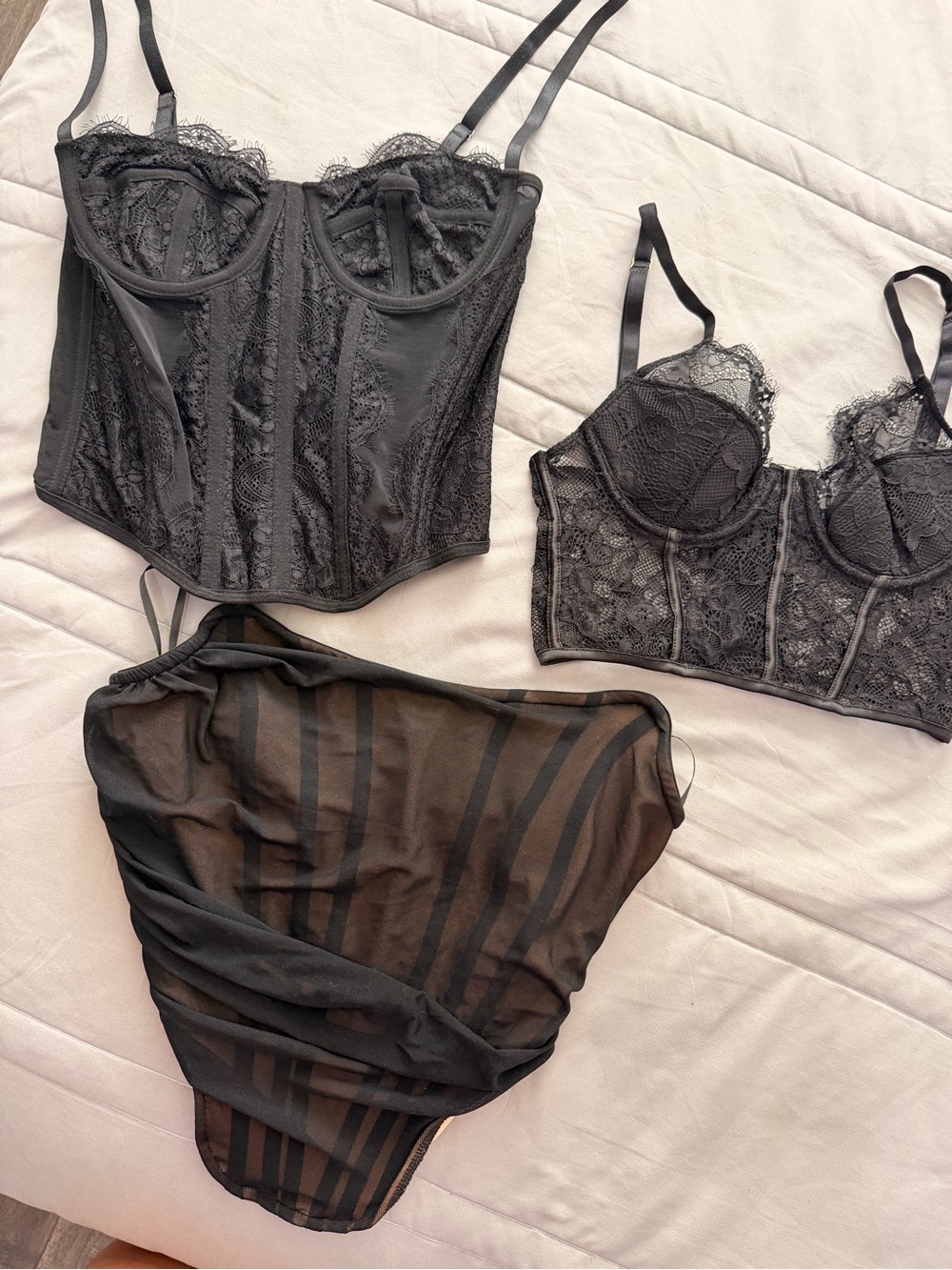 3 black corsets from fashion nova and SHEIN